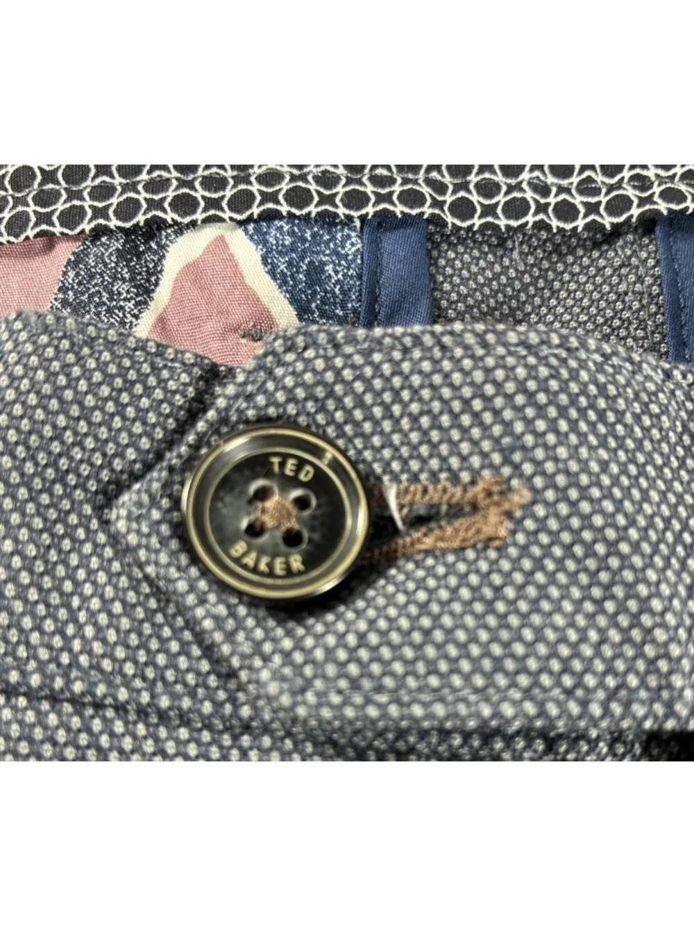 Ted Baker London Mens 40R Dress Pants Slacks Charcoal Gray Textured Floral Trim